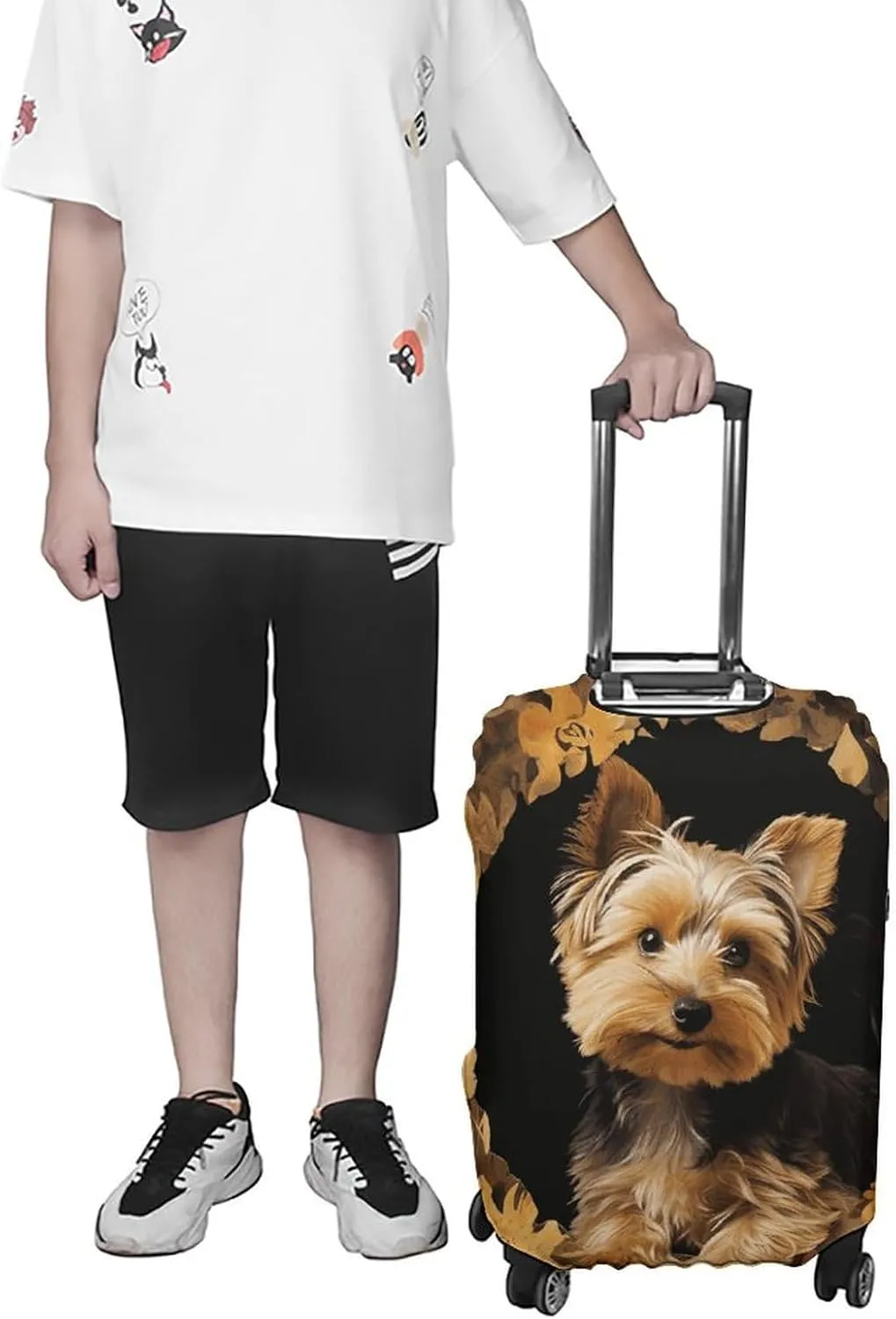 Suitcase Covers for Luggage Yorkshire Terrier in The Cave Fashion Luggage Cover Washable Protector Waterproof Suitcase Cover Anti-scratch Travel Suitcases Covers Case for 19-32 Inch Luggages L