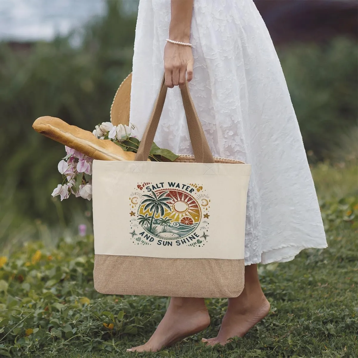 Summer Beach Bag for Women, Large Beach Tote Bag, Mom Gifts from Daughter Son, Shopping Reusable Grocery Bags