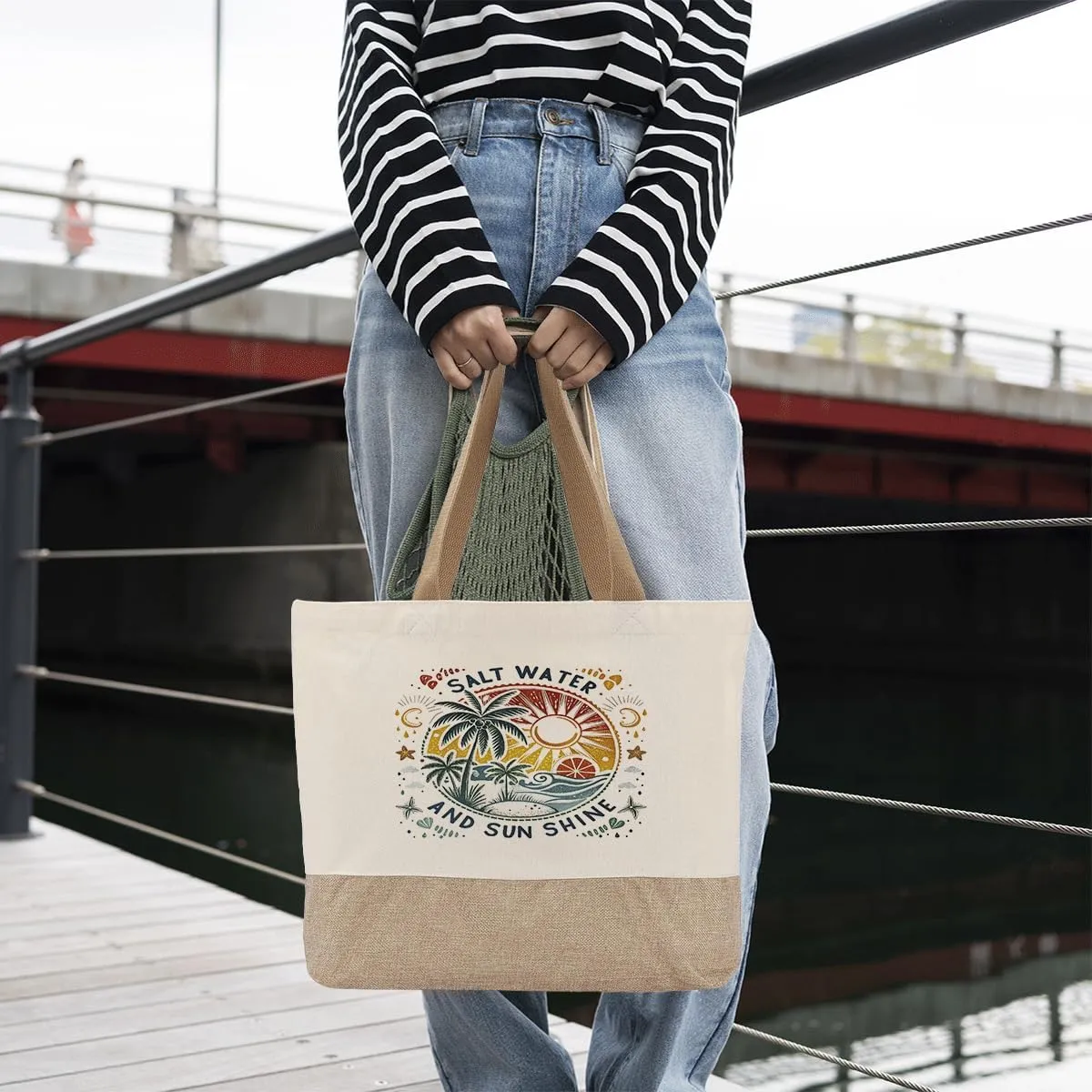 Summer Beach Bag for Women, Large Beach Tote Bag, Mom Gifts from Daughter Son, Shopping Reusable Grocery Bags