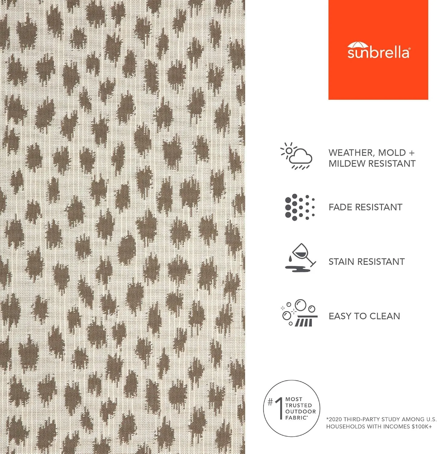Sunbrella Fabric by The Yard | Official Sunbrella Seller | Indoor or Outdoor Upholstery Fabric for Chairs, Cushions, Drapery, Pillows, Furniture | Agra Pebble