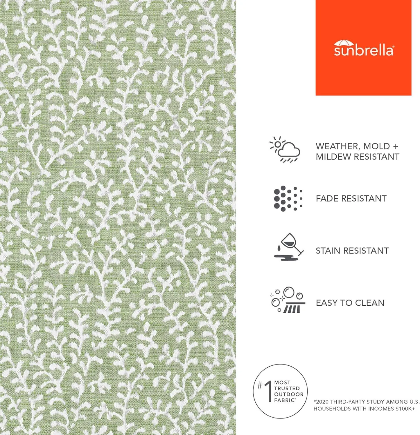 Sunbrella Fabric by The Yard | Official Sunbrella Seller | Indoor or Outdoor Upholstery Fabric for Chairs, Cushions, Drapery, Pillows, Furniture | Eberly II Spring