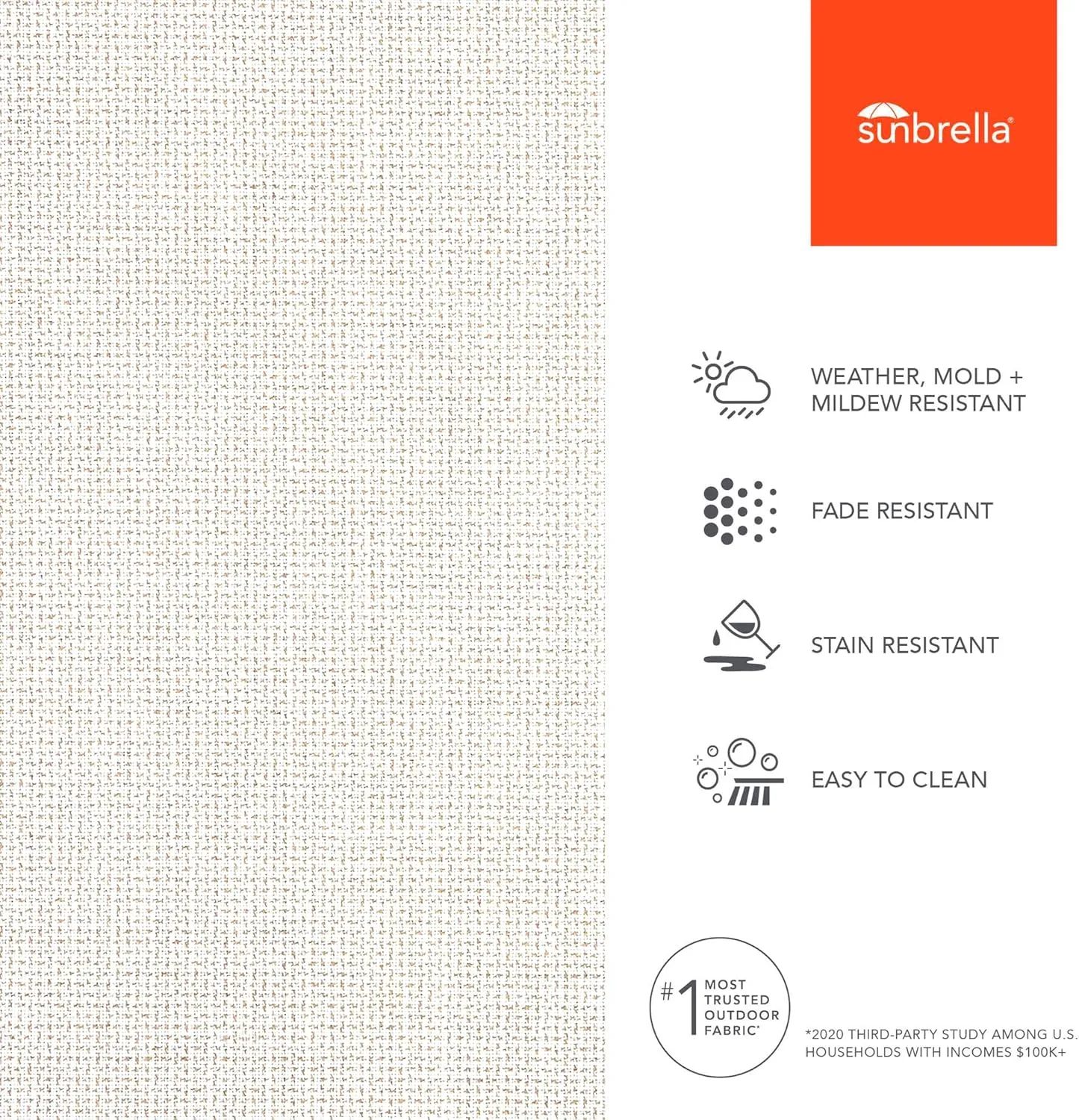 Sunbrella Solid Fabric by The Yard | Official Sunbrella Seller | Indoor or Outdoor Upholstery Fabric for Chairs, Cushions, Drapery, Pillows, Furniture | Bliss Linen