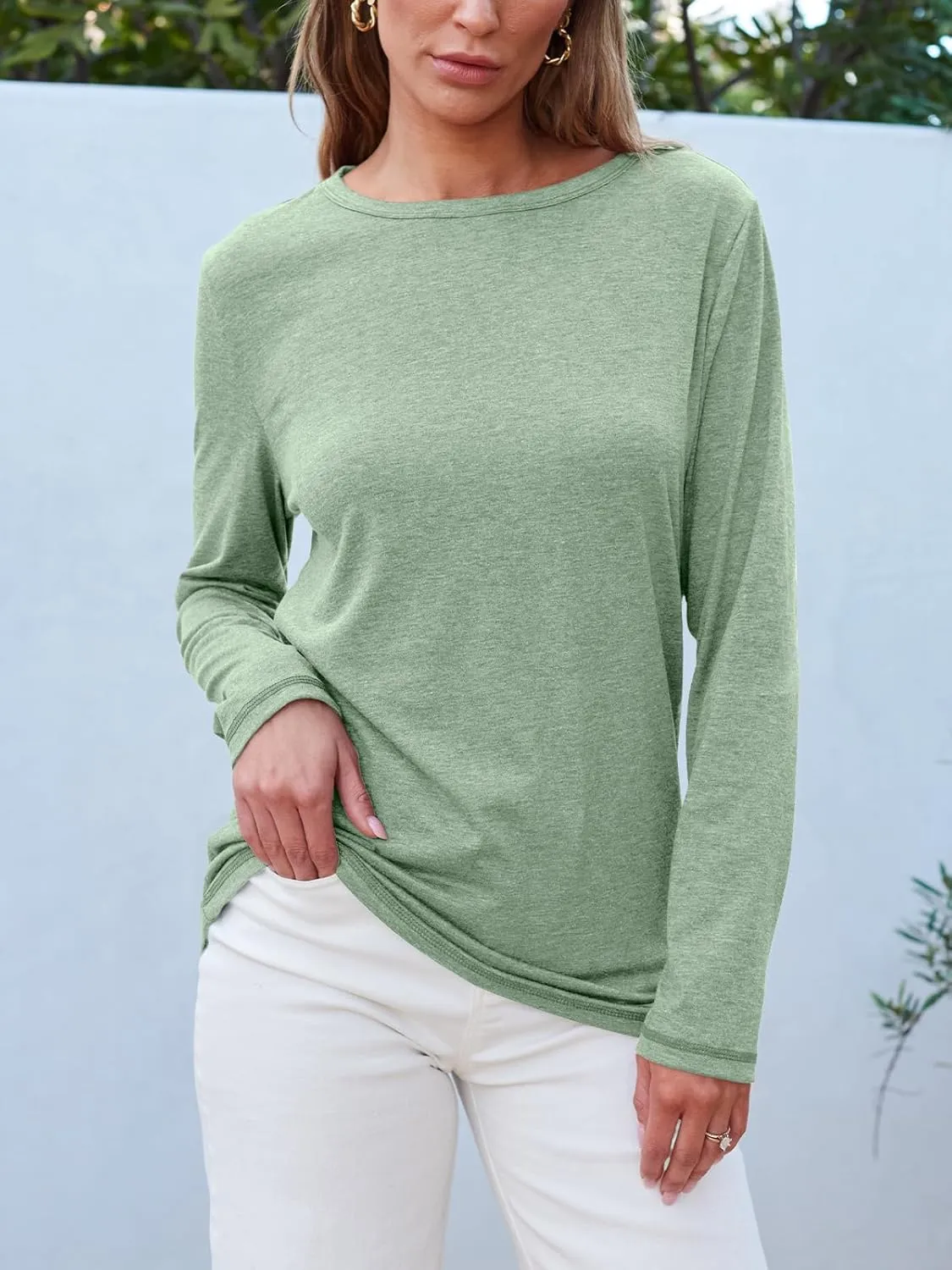 SUNBS Womens 3 Packs Long Sleeve Shirts Loose Fit Fall Tops Fashion Clothes Outfits 2025 Basic Tee Crew Neck Tops