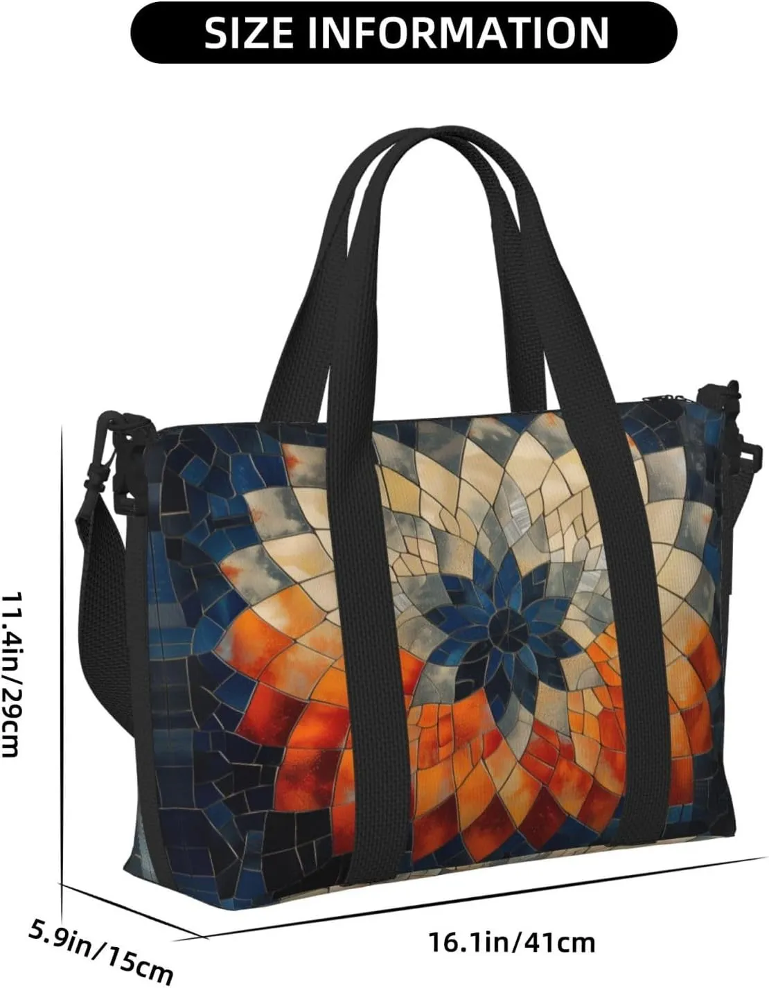 sunburst art print Travel Duffel Bag, Sports Tote Gym Bag, Swim Pool Bag Large Shoulder Tote Bag for Beach Weekender