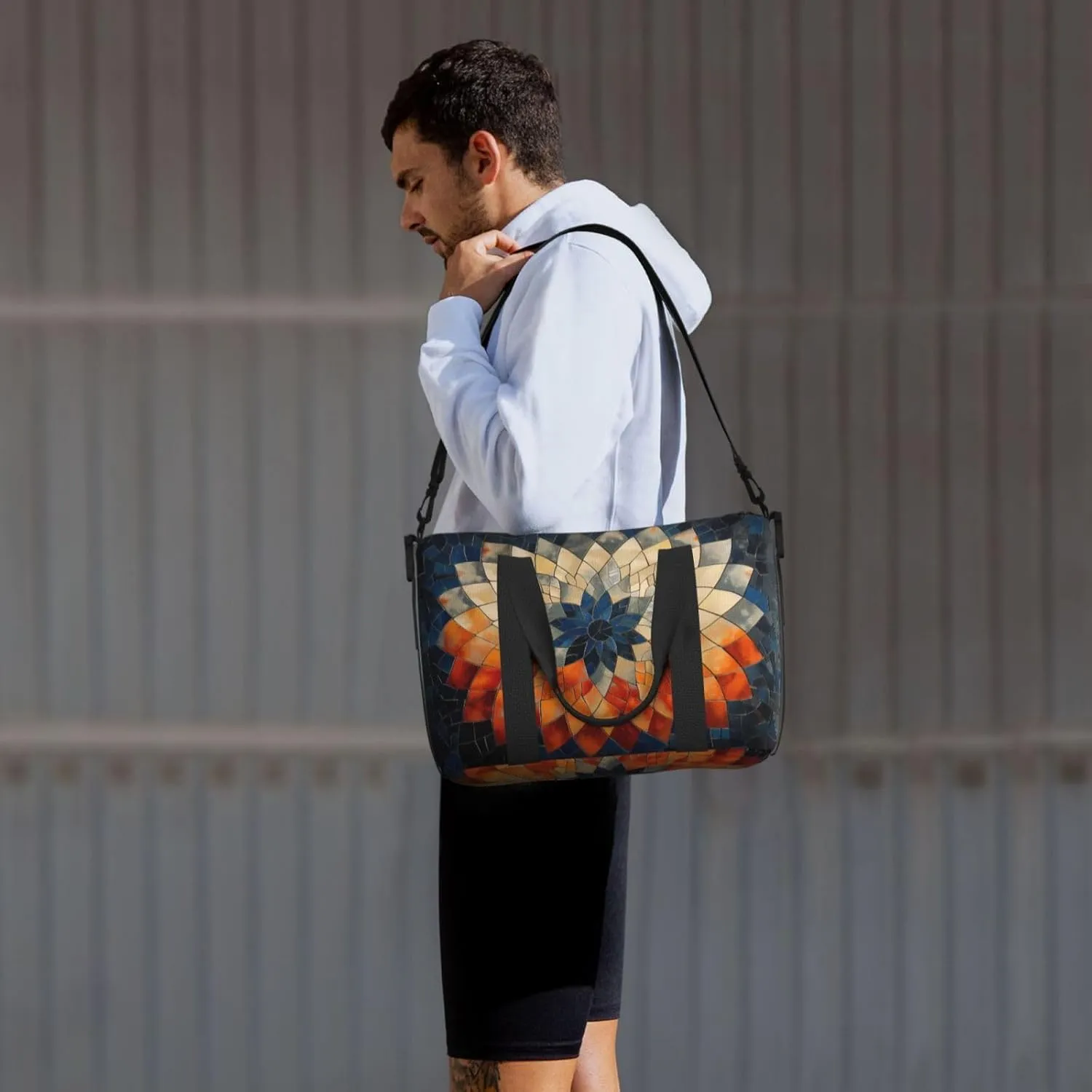 sunburst art print Travel Duffel Bag, Sports Tote Gym Bag, Swim Pool Bag Large Shoulder Tote Bag for Beach Weekender