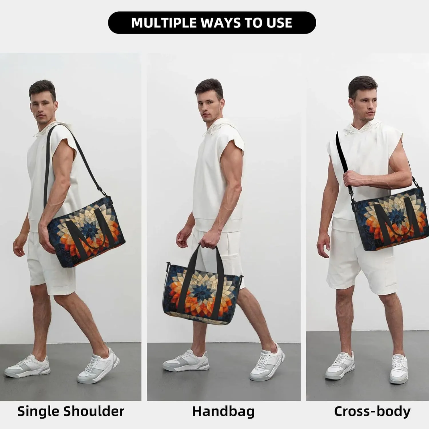 sunburst art print Travel Duffel Bag, Sports Tote Gym Bag, Swim Pool Bag Large Shoulder Tote Bag for Beach Weekender