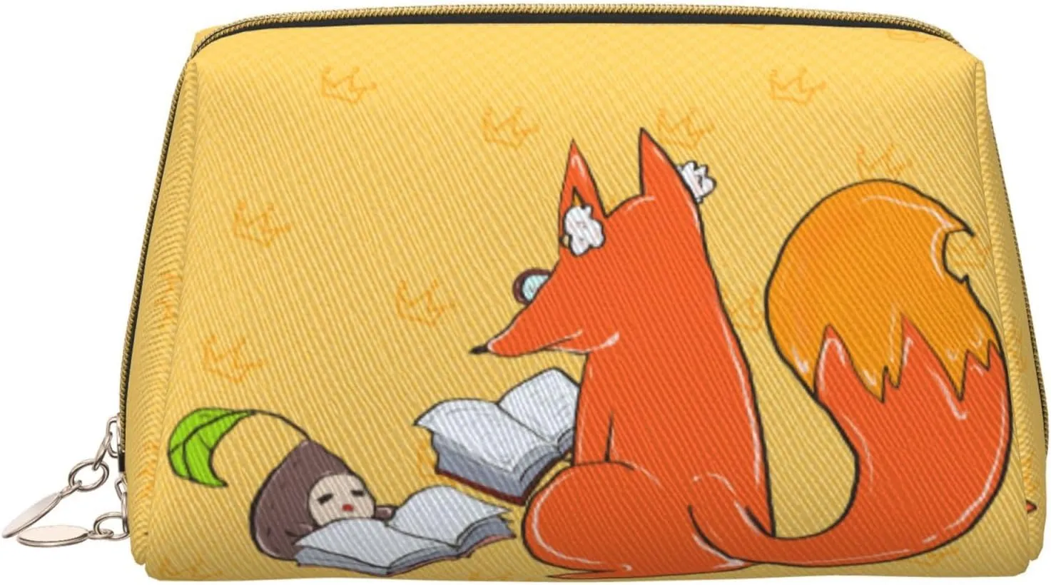 Sunflower seeds and foxes Cosmetic Bag, Large Waterproof Leather Cosmetic Bag, Portable Toiletry Bag for Women with Zipper, Travel Essentials