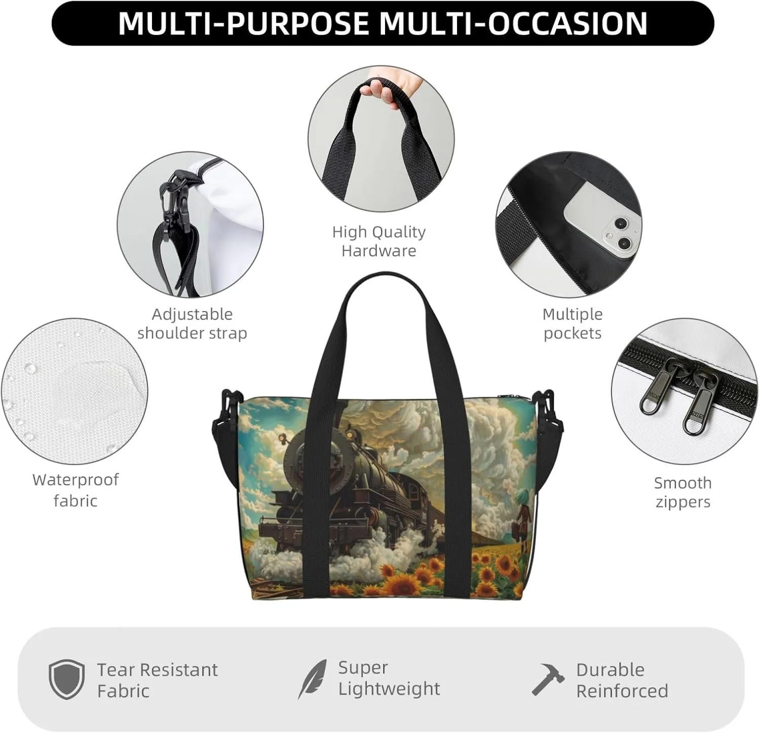sunflowr print Travel Duffel Bag, Sports Tote Gym Bag, Swim Pool Bag Large Shoulder Tote Bag for Beach Weekender
