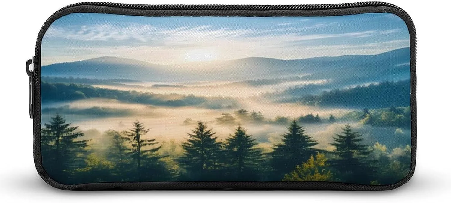 Sunrise Misty Forests Pencil Case Cute Pen Pouch Cosmetic Bag Pecil Box Organizer for Travel Office