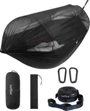 Sunyear Camping Hammock with Net - Double&Single Hammock with House-Like Net- Easy Setup & Pack, Lightweight & Portable, Perfect for Hiking, Backpacking, Outdoor Sleeping