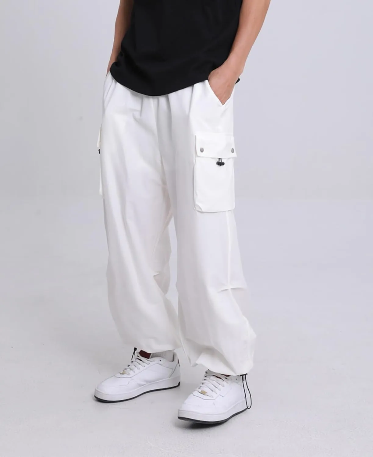 Susclude Parachute Cargo Pants for Men Loose Fit Baggy Sweatpants Casual Pant with Pocket Outdoor Drawstring Trousers 2025