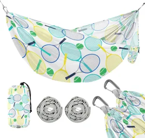 susiyo Portable Camping Hammock Cute Sport Tennis Rackets Printed Lightweight Hammock Comfortable Travel Swing with Tree Straps for Camping Hiking Backpacking Travel or Beach - Up to 330lbs