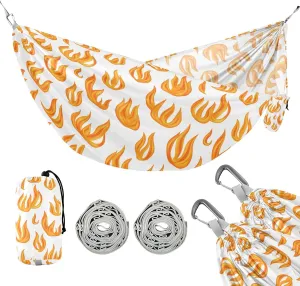susiyo Portable Camping Hammock Orange Flames Printed Lightweight Hammock Comfortable Travel Swing with Tree Straps for Camping Hiking Backpacking Travel or Beach - Up to 330lbs