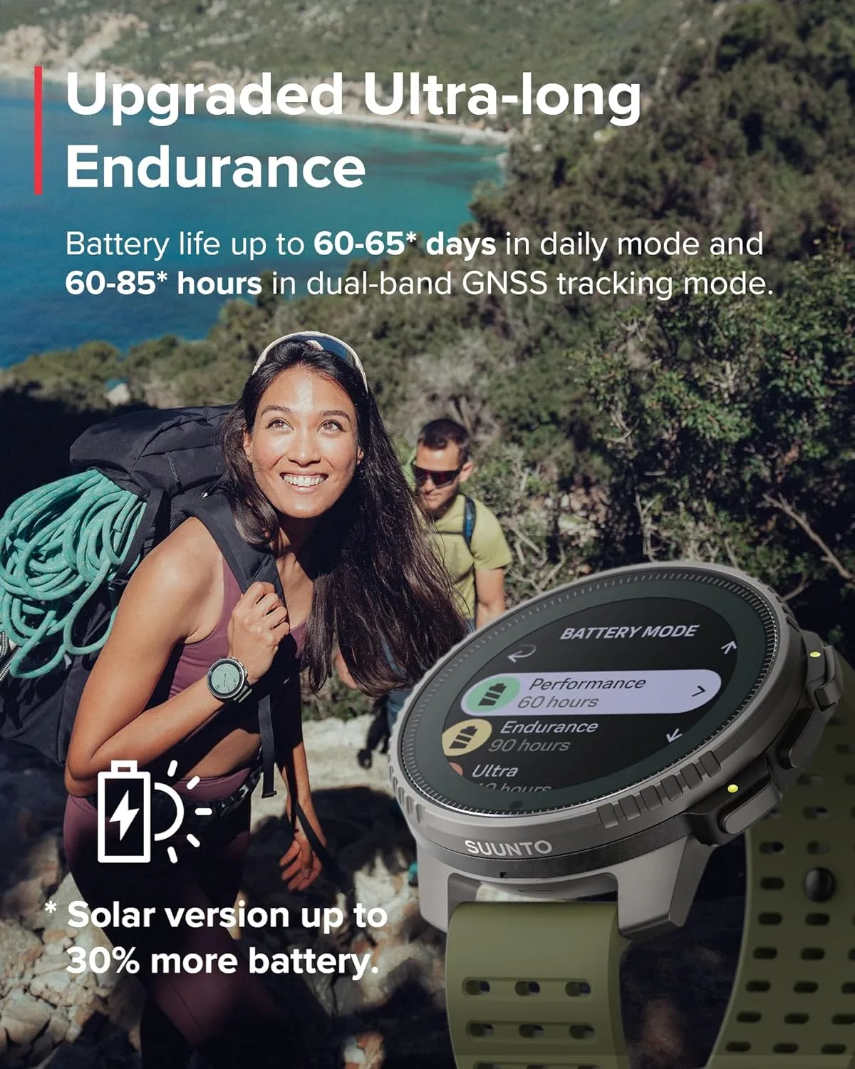SUUNTO Vertical Solar GPS Watch, Premium Multisport Watch w/60-Day Battery Life, 1.4 inch Large Touchscreen, Heart Rate & Sleep Tracking, Dual-GNSS Navigation, Free Global Offline Map, Ti Forest