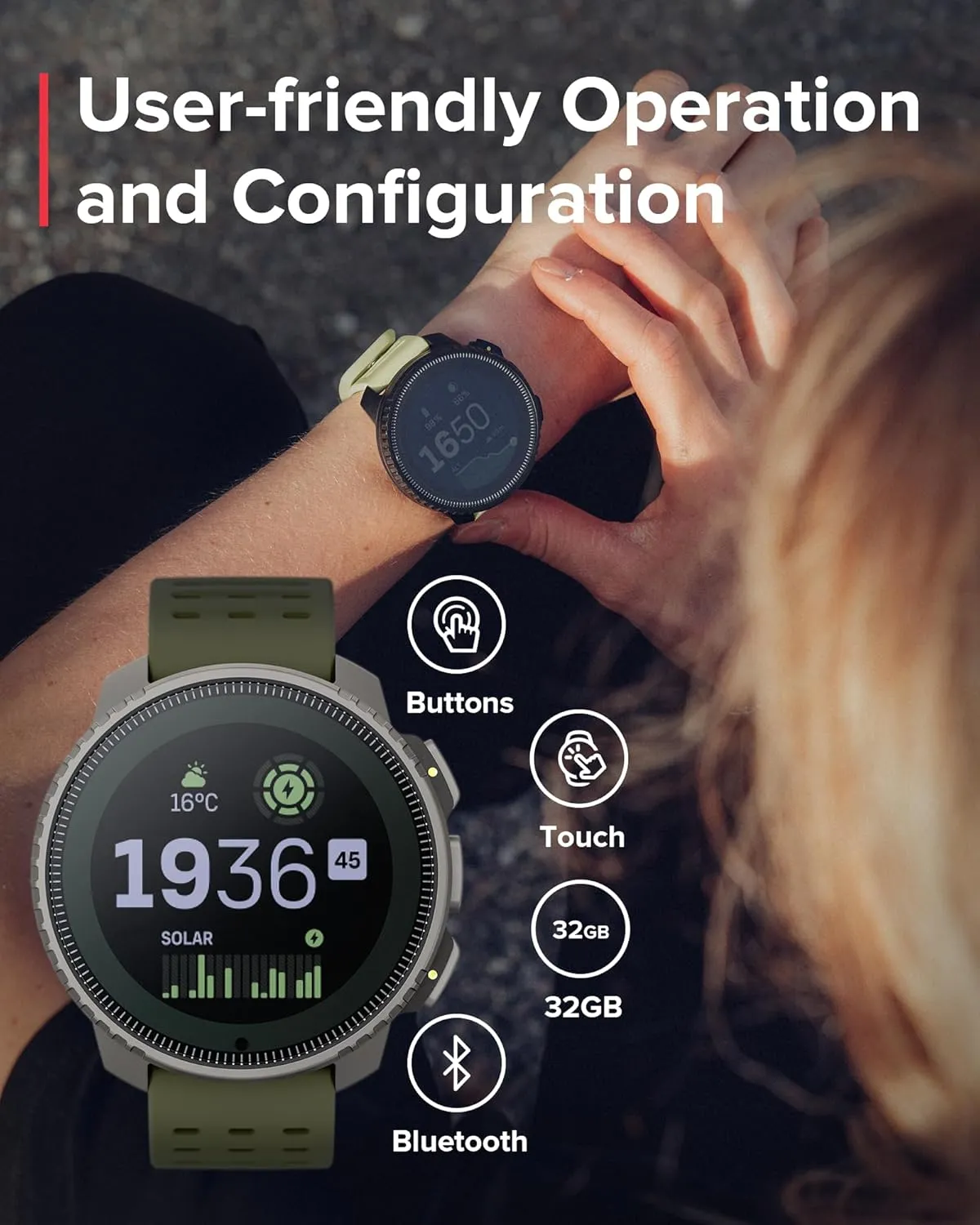 SUUNTO Vertical Solar GPS Watch, Premium Multisport Watch w/60-Day Battery Life, 1.4 inch Large Touchscreen, Heart Rate & Sleep Tracking, Dual-GNSS Navigation, Free Global Offline Map, Ti Forest