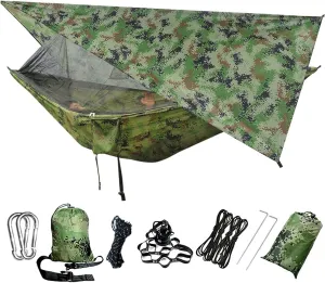 Swing Set Outdoor Portable Hammock with Net, Rainfly Camping Backpack, Hammock and Net, Parachute Hammock Canopy Swing Seat (Color : 01)