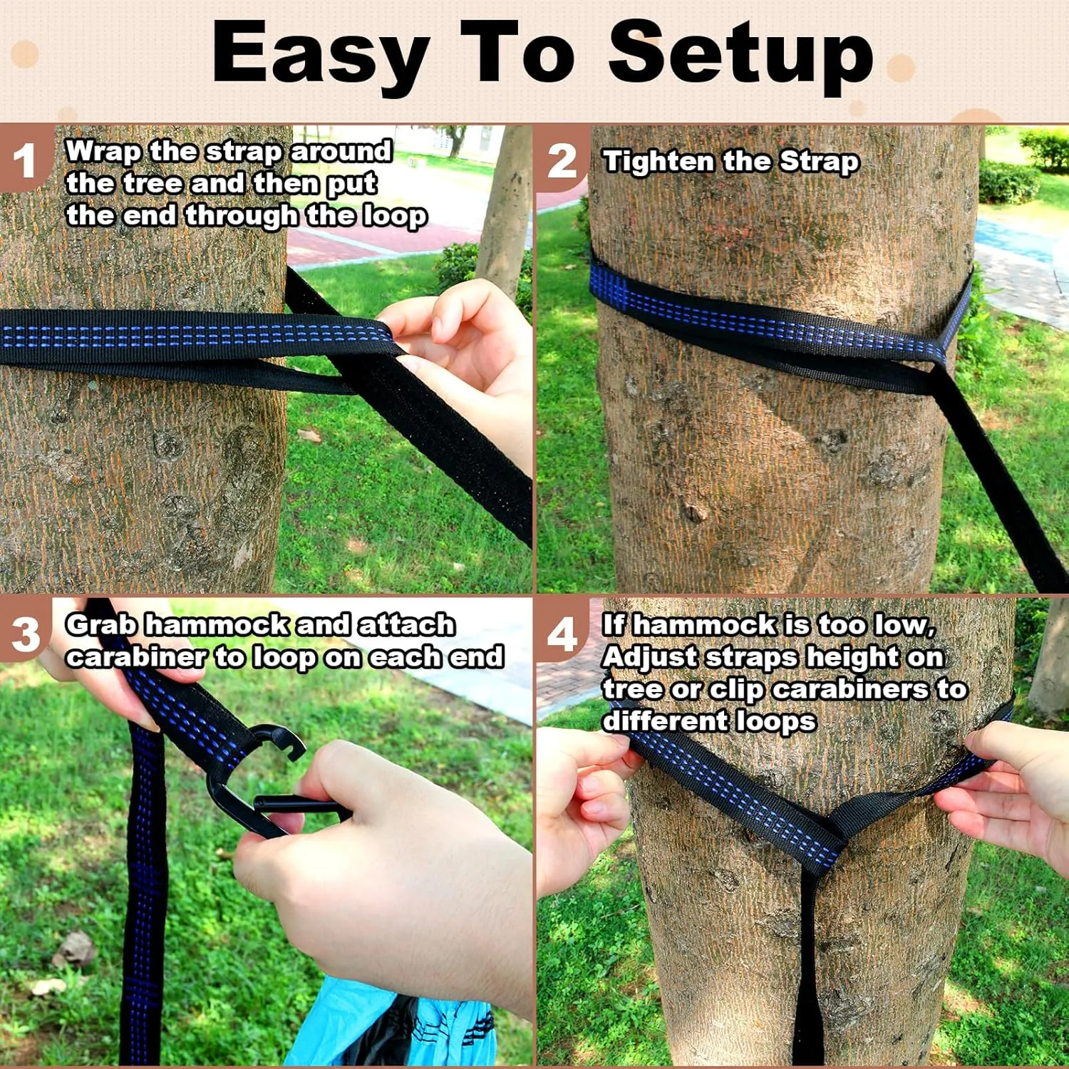 SZHLUX Camping Hammock Double & Single Portable Hammocks with 2 Tree Straps, Great for Hiking,Backpacking,Hunting,Outdoor,Beach,Camping