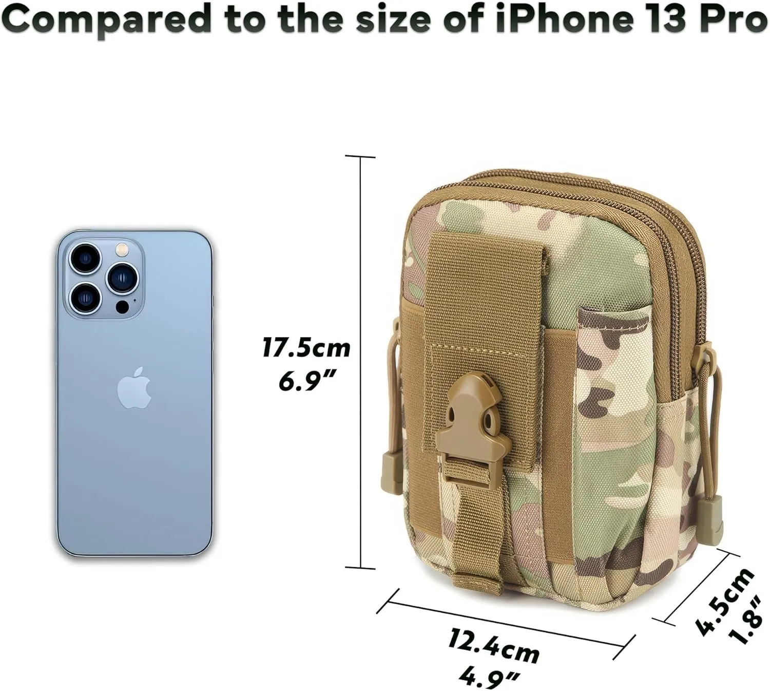Tactical Waist Pouch MOLLE EDC Pouch Outdoor Man Waist Bag with Phone Belt Clip Holder Holster Carrying Pouch for Smartphone