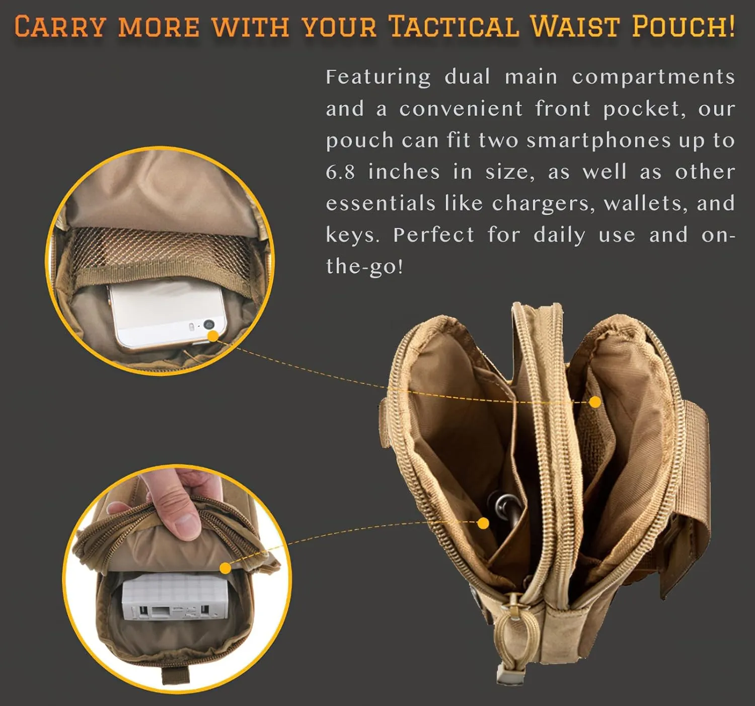 Tactical Waist Pouch MOLLE EDC Pouch Outdoor Man Waist Bag with Phone Belt Clip Holder Holster Carrying Pouch for Smartphone