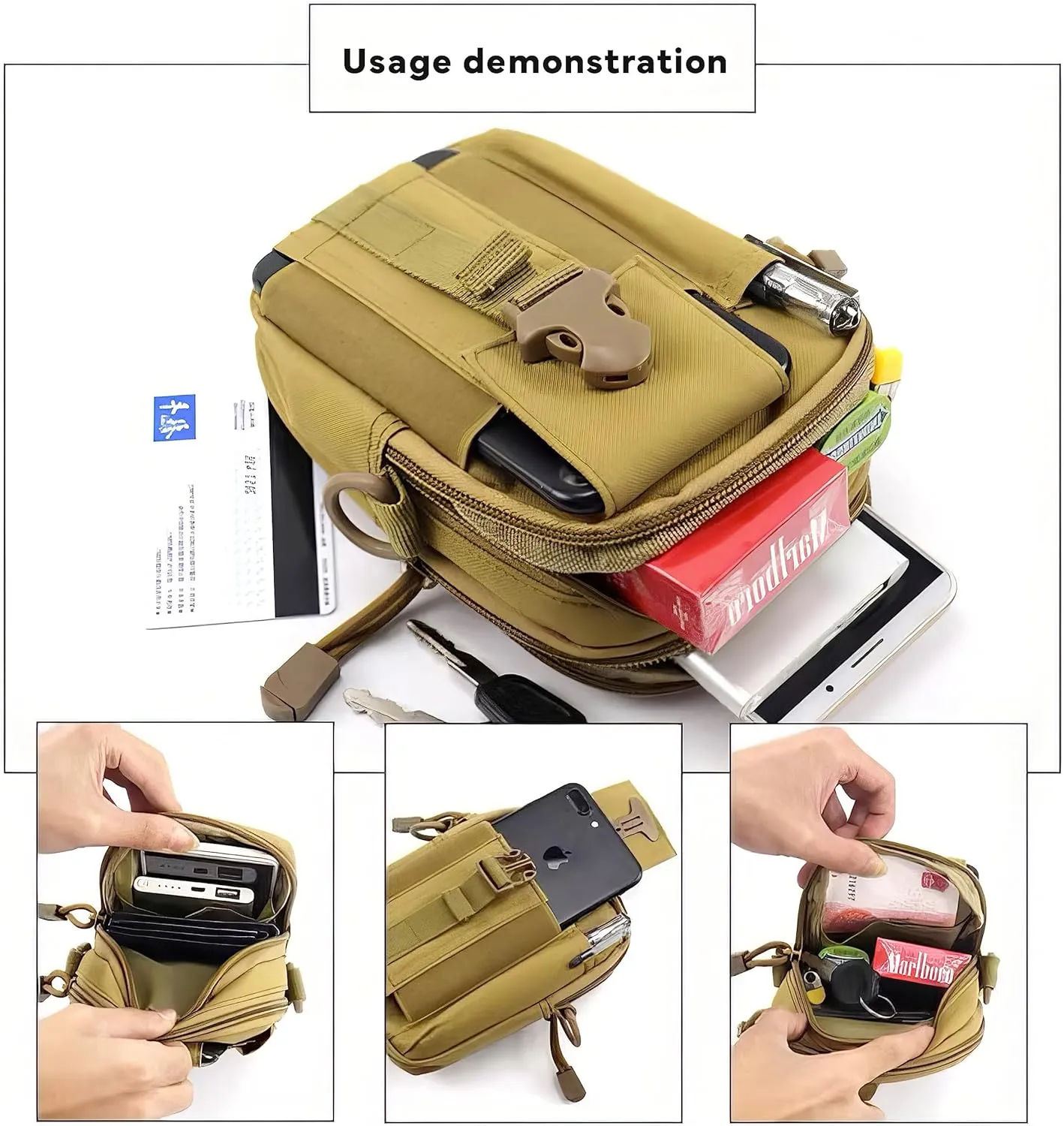 Tactical Waist Pouch MOLLE EDC Pouch Outdoor Man Waist Bag with Phone Belt Clip Holder Holster Carrying Pouch for Smartphone