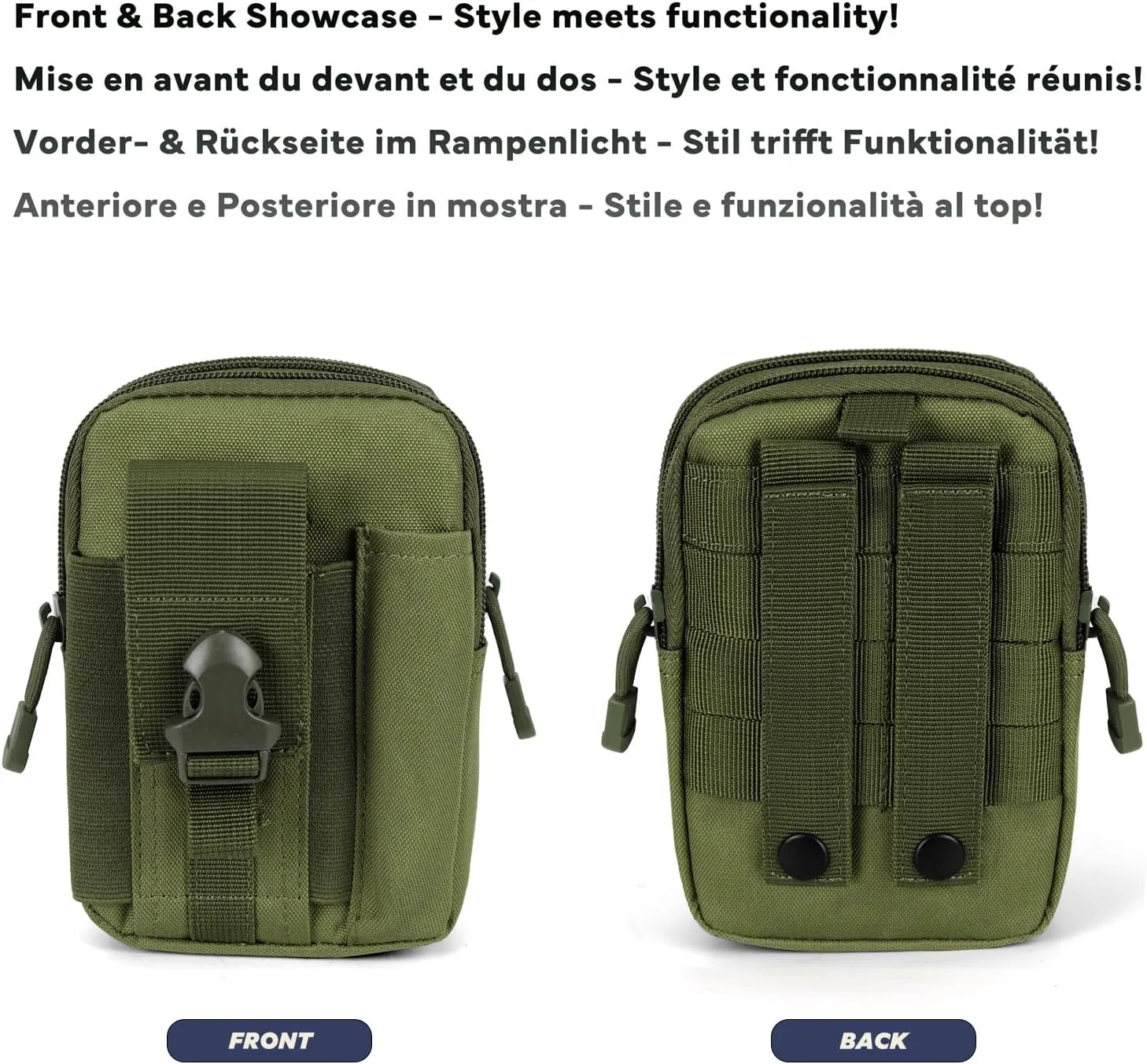 Tactical Waist Pouch MOLLE EDC Pouch Outdoor Man Waist Bag with Phone Belt Clip Holder Holster Carrying Pouch for Smartphone