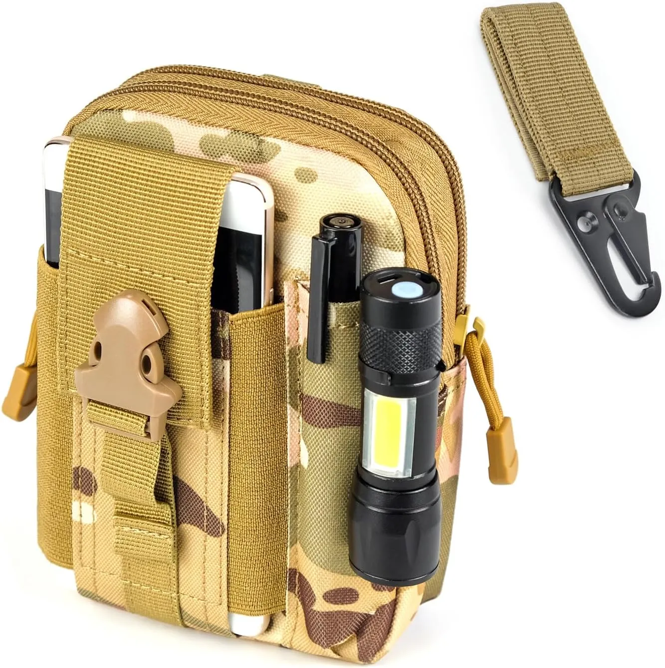 Tactical Waist Pouch MOLLE EDC Pouch Outdoor Man Waist Bag with Phone Belt Clip Holder Holster Carrying Pouch for Smartphone
