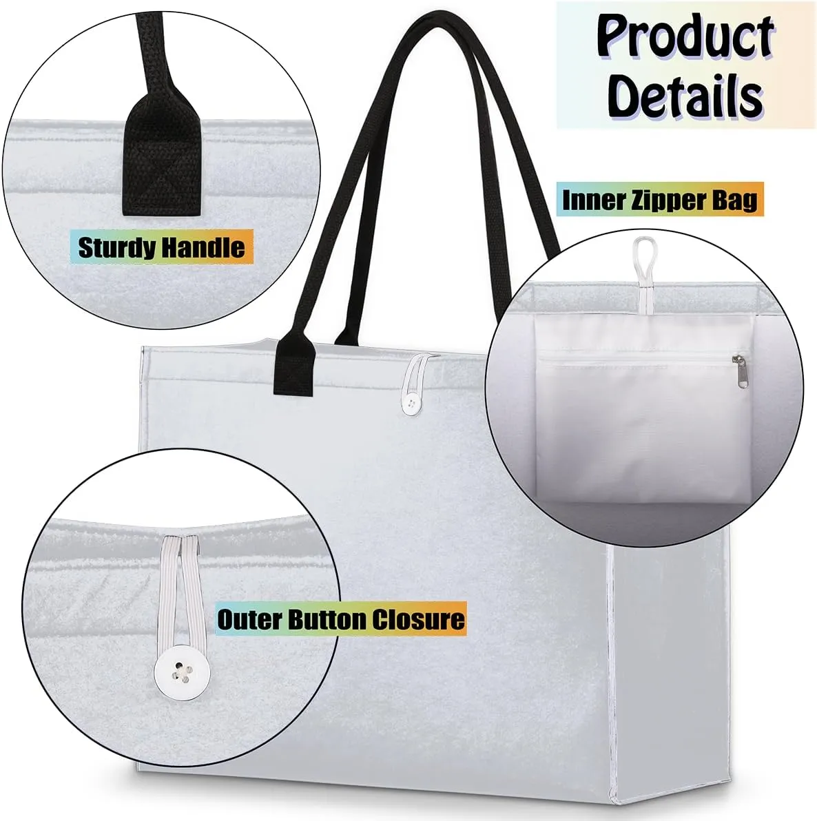Tavisto White Black Skull Cute Tote Bag with Pockets - Versatile and Spacious Tote Bag for Women