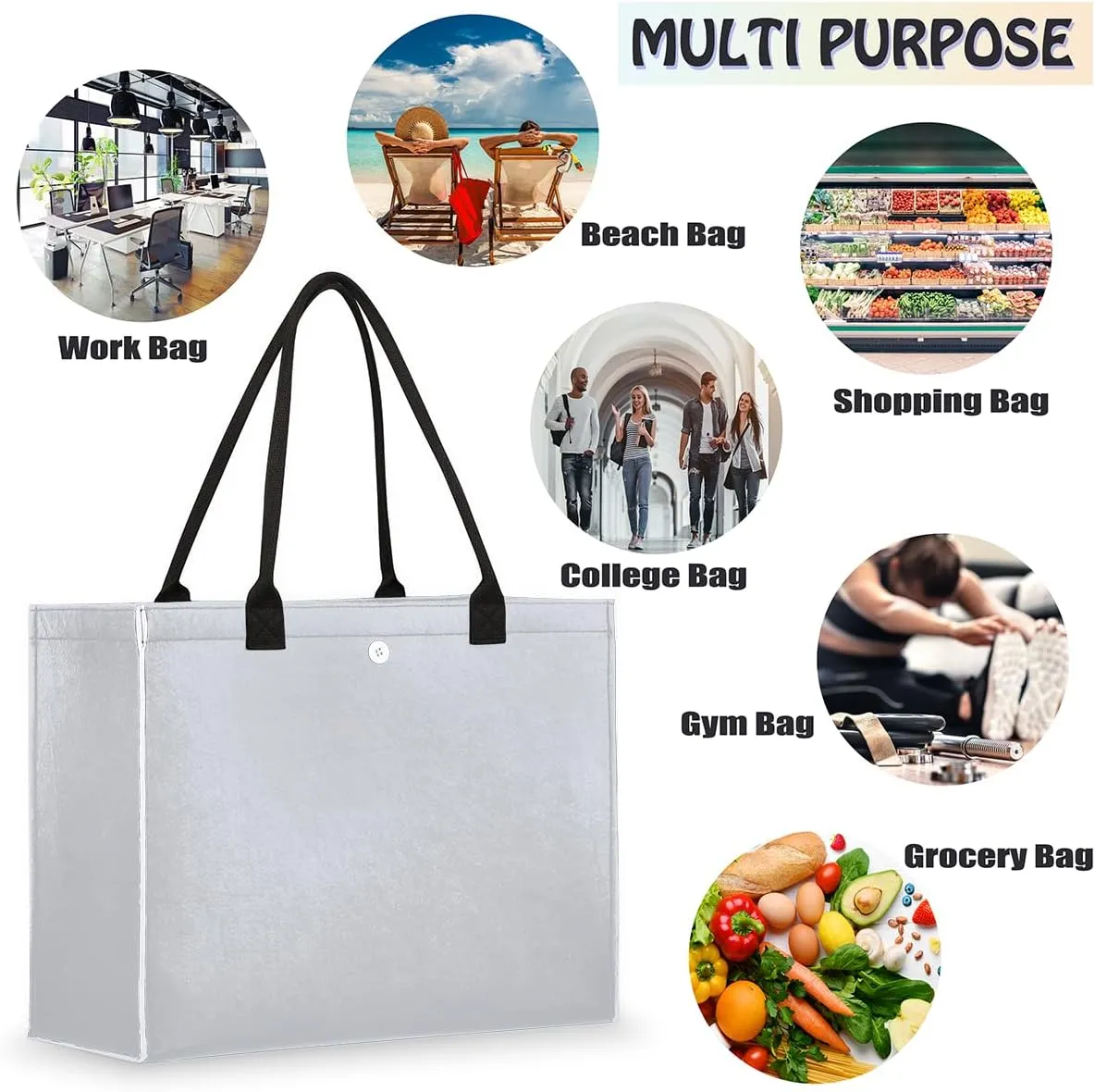 Tavisto White Black Skull Cute Tote Bag with Pockets - Versatile and Spacious Tote Bag for Women