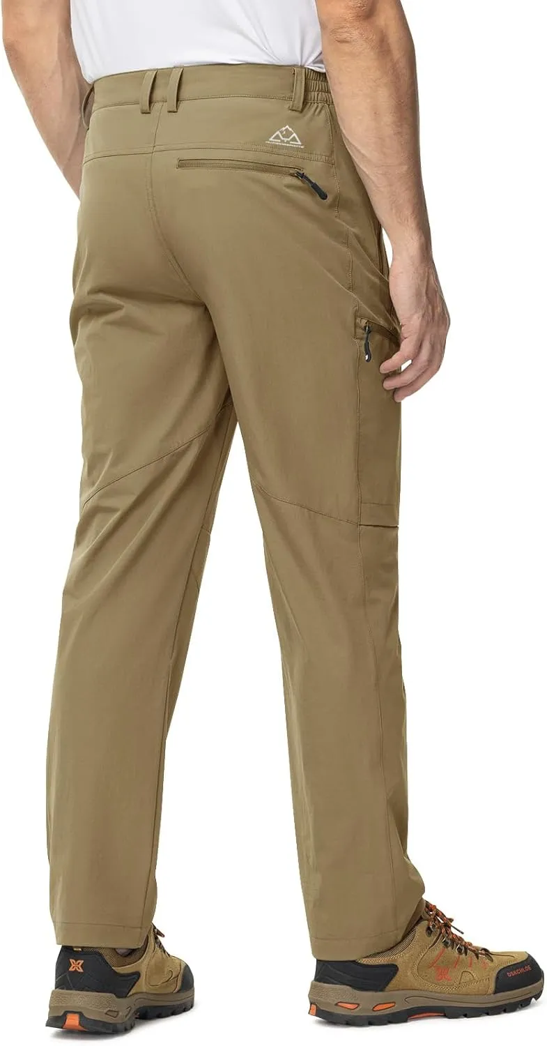 TBMPOY Men's Lightweight Hiking Travel Pants 5 Zip Pockets Stretch Quick Dry Work Pant Cargo Outdoor Camping Fishing