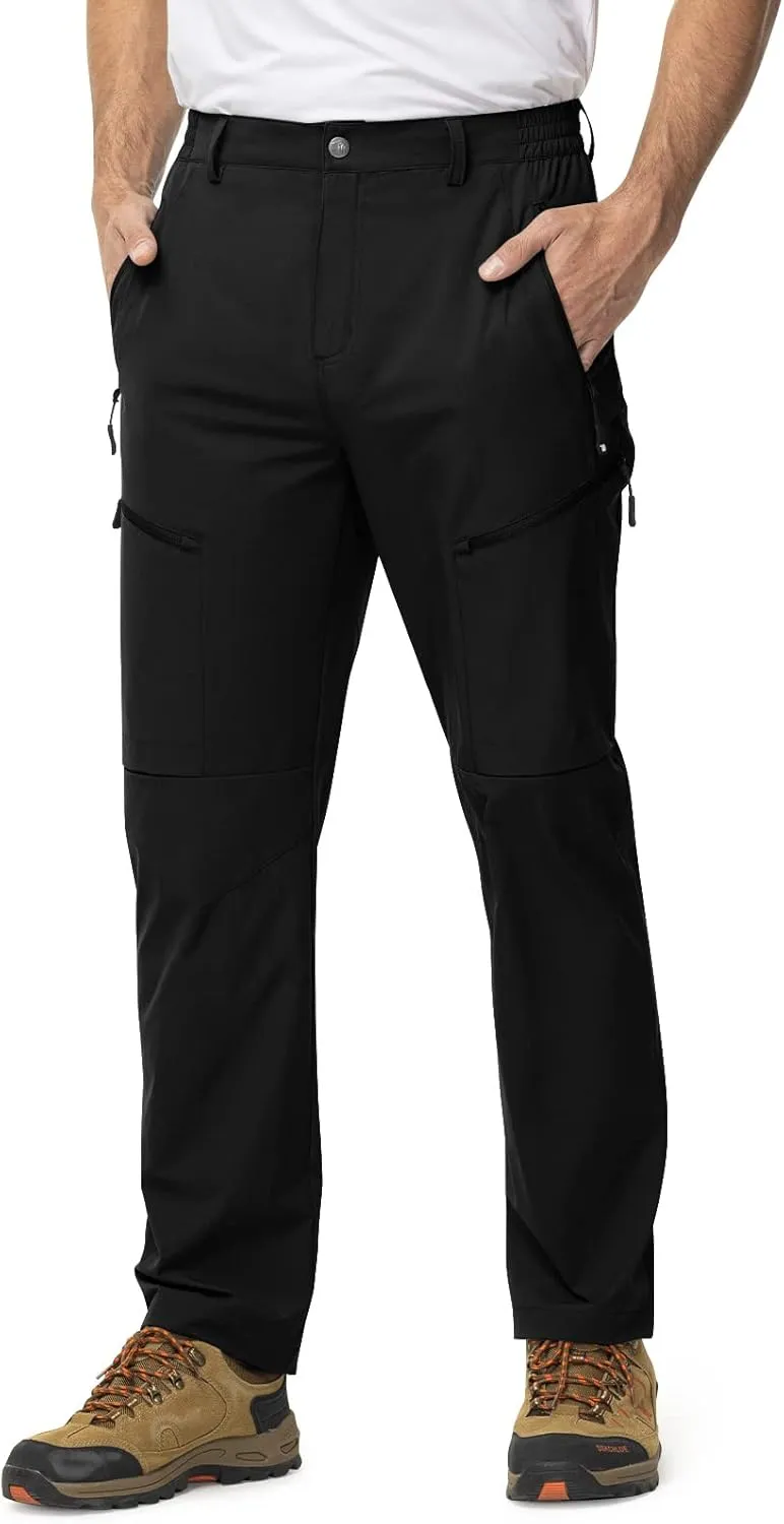 TBMPOY Men's Lightweight Hiking Travel Pants 5 Zip Pockets Stretch Quick Dry Work Pant Cargo Outdoor Camping Fishing
