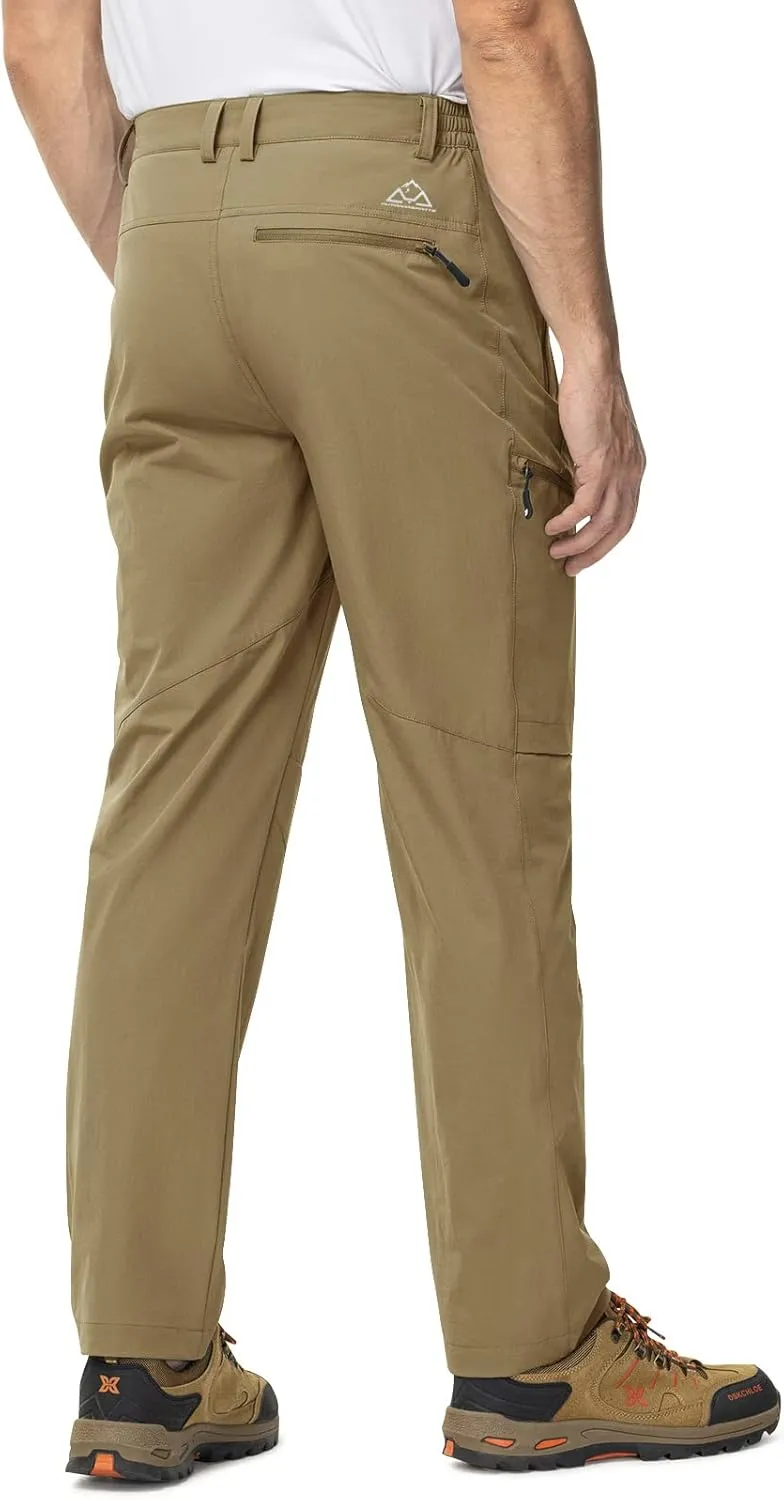 TBMPOY Men's Lightweight Hiking Travel Pants 5 Zip Pockets Stretch Quick Dry Work Pant Cargo Outdoor Camping Fishing