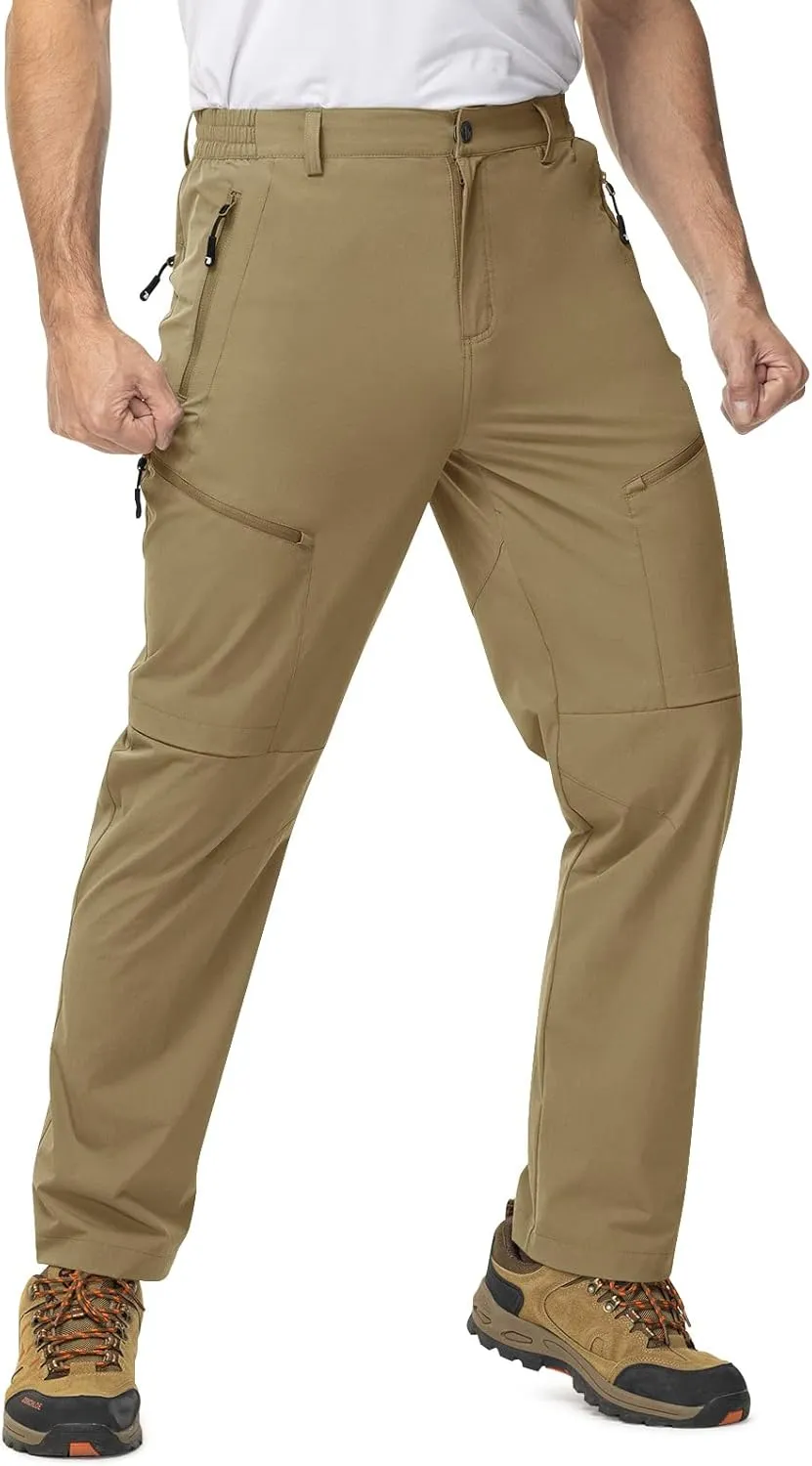 TBMPOY Men's Lightweight Hiking Travel Pants 5 Zip Pockets Stretch Quick Dry Work Pant Cargo Outdoor Camping Fishing