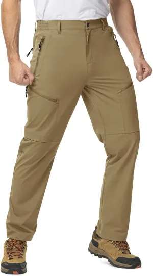 TBMPOY Men's Lightweight Hiking Travel Pants 5 Zip Pockets Stretch Quick Dry Work Pant Cargo Outdoor Camping Fishing