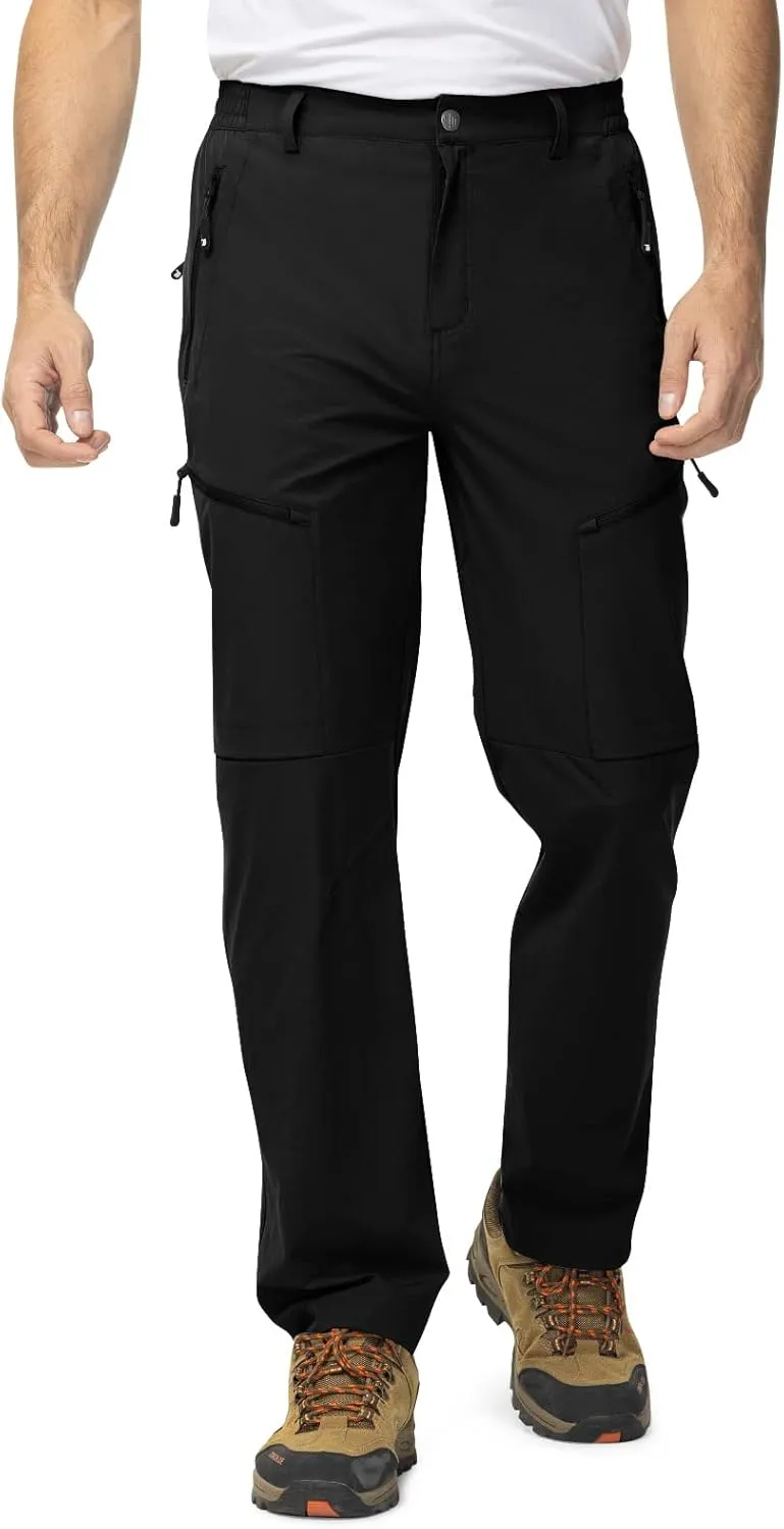 TBMPOY Men's Lightweight Hiking Travel Pants 5 Zip Pockets Stretch Quick Dry Work Pant Cargo Outdoor Camping Fishing
