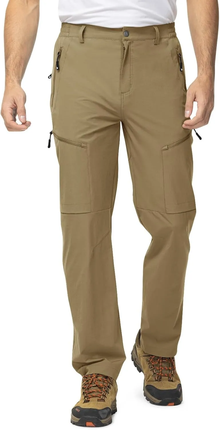 TBMPOY Men's Lightweight Hiking Travel Pants 5 Zip Pockets Stretch Quick Dry Work Pant Cargo Outdoor Camping Fishing