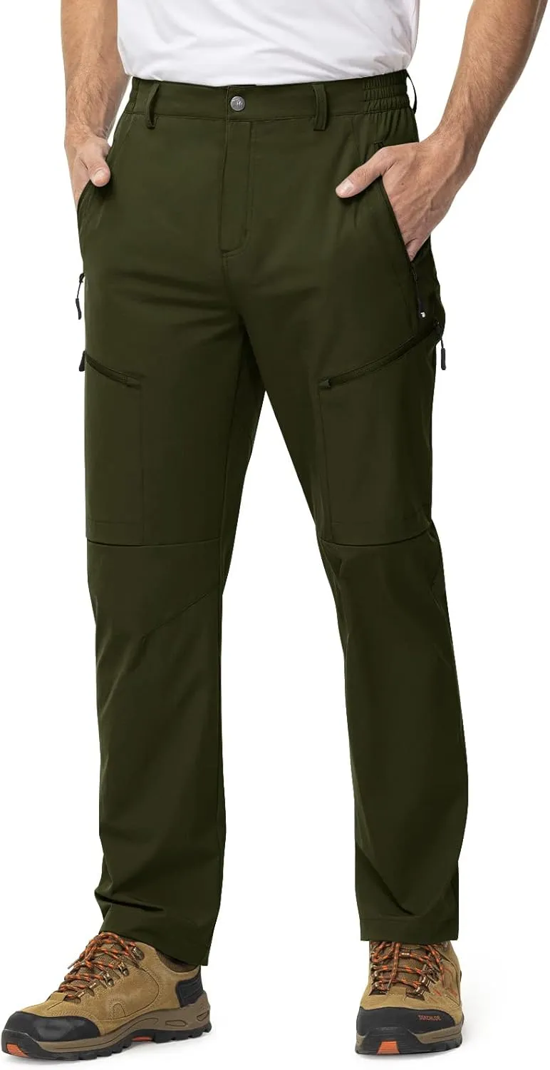 TBMPOY Men's Lightweight Hiking Travel Pants 5 Zip Pockets Stretch Quick Dry Work Pant Cargo Outdoor Camping Fishing