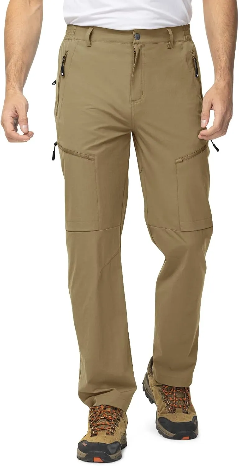 TBMPOY Men's Lightweight Hiking Travel Pants 5 Zip Pockets Stretch Quick Dry Work Pant Cargo Outdoor Camping Fishing