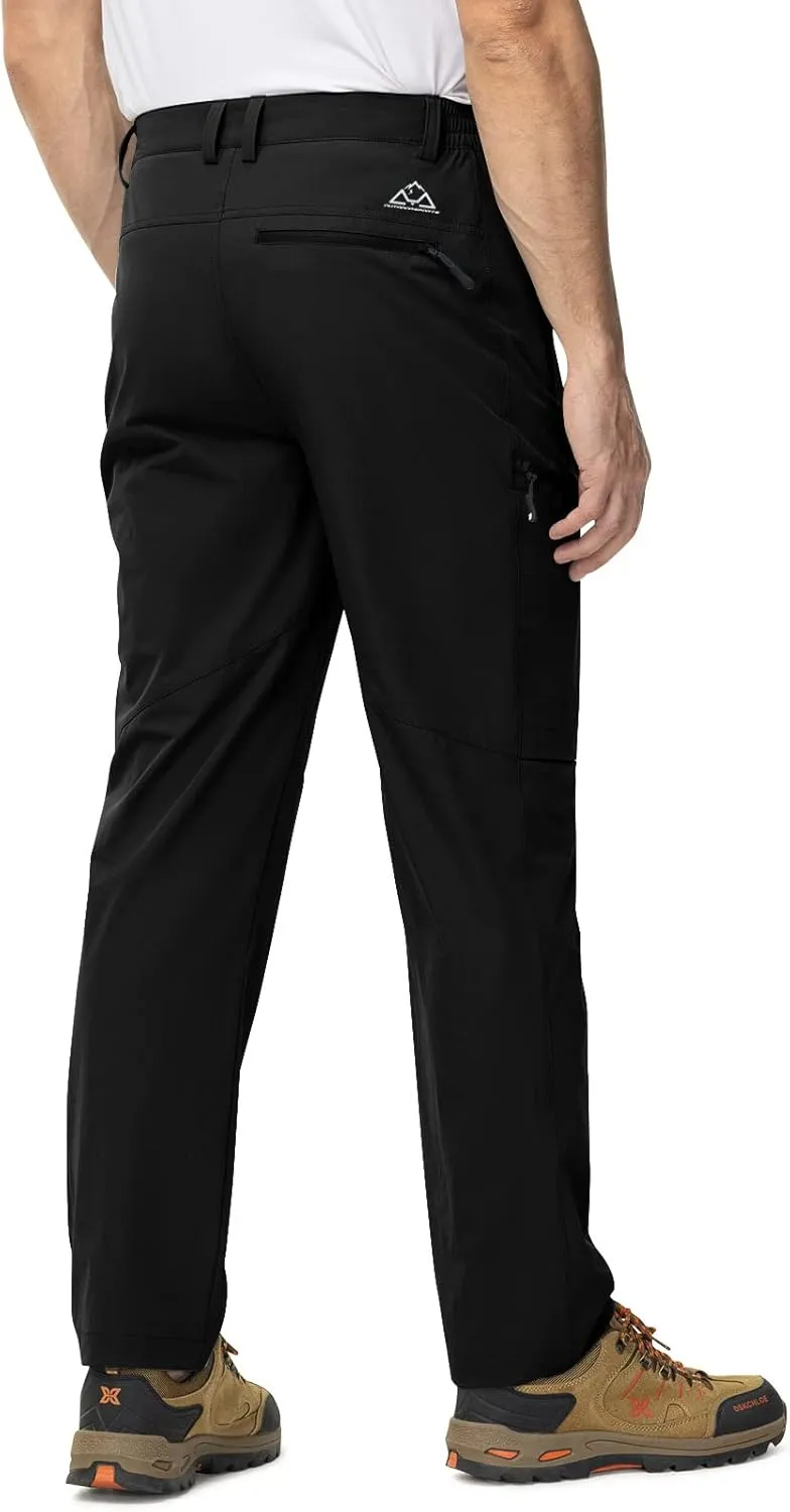 TBMPOY Men's Lightweight Hiking Travel Pants 5 Zip Pockets Stretch Quick Dry Work Pant Cargo Outdoor Camping Fishing