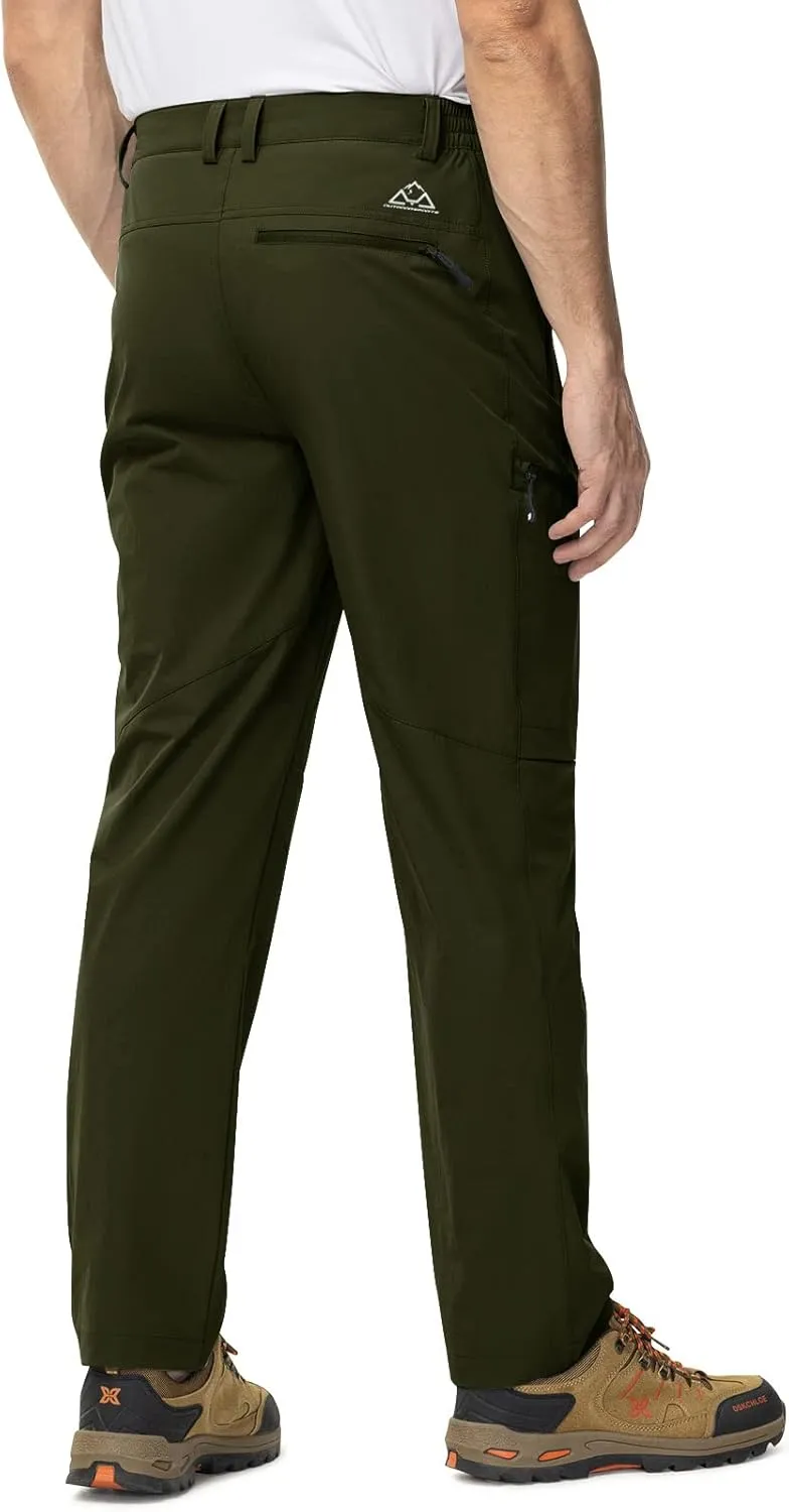 TBMPOY Men's Lightweight Hiking Travel Pants 5 Zip Pockets Stretch Quick Dry Work Pant Cargo Outdoor Camping Fishing