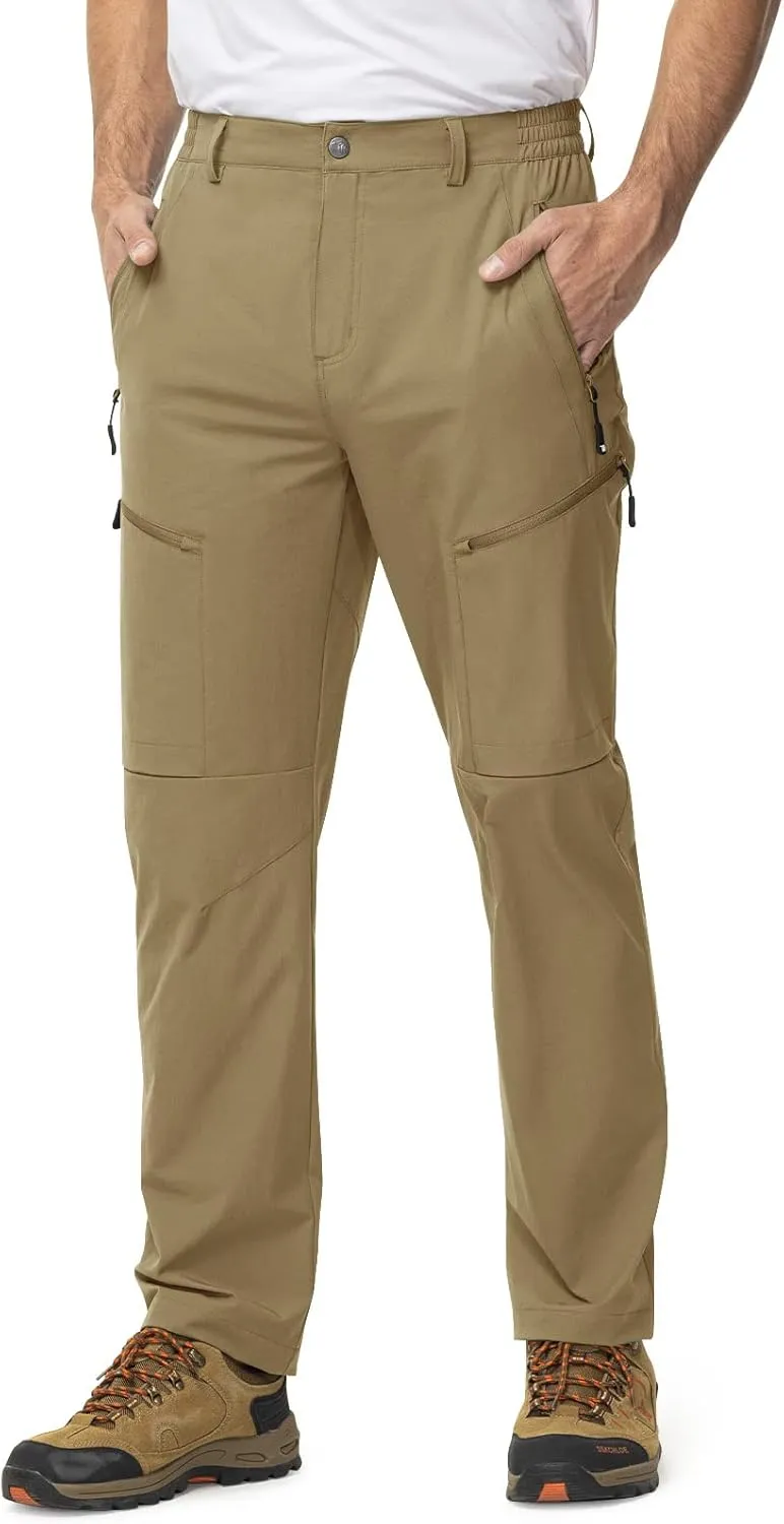 TBMPOY Men's Lightweight Hiking Travel Pants 5 Zip Pockets Stretch Quick Dry Work Pant Cargo Outdoor Camping Fishing