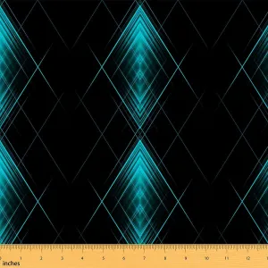 Teal and Black Fabric by The Yard 2 Yards Kids Ombre Decorative Waterproof Outdoor Fabric for Boys Teens Ombre Effects Upholstery Fabric for Chairs Abstract Art Design Outdoor Fabric
