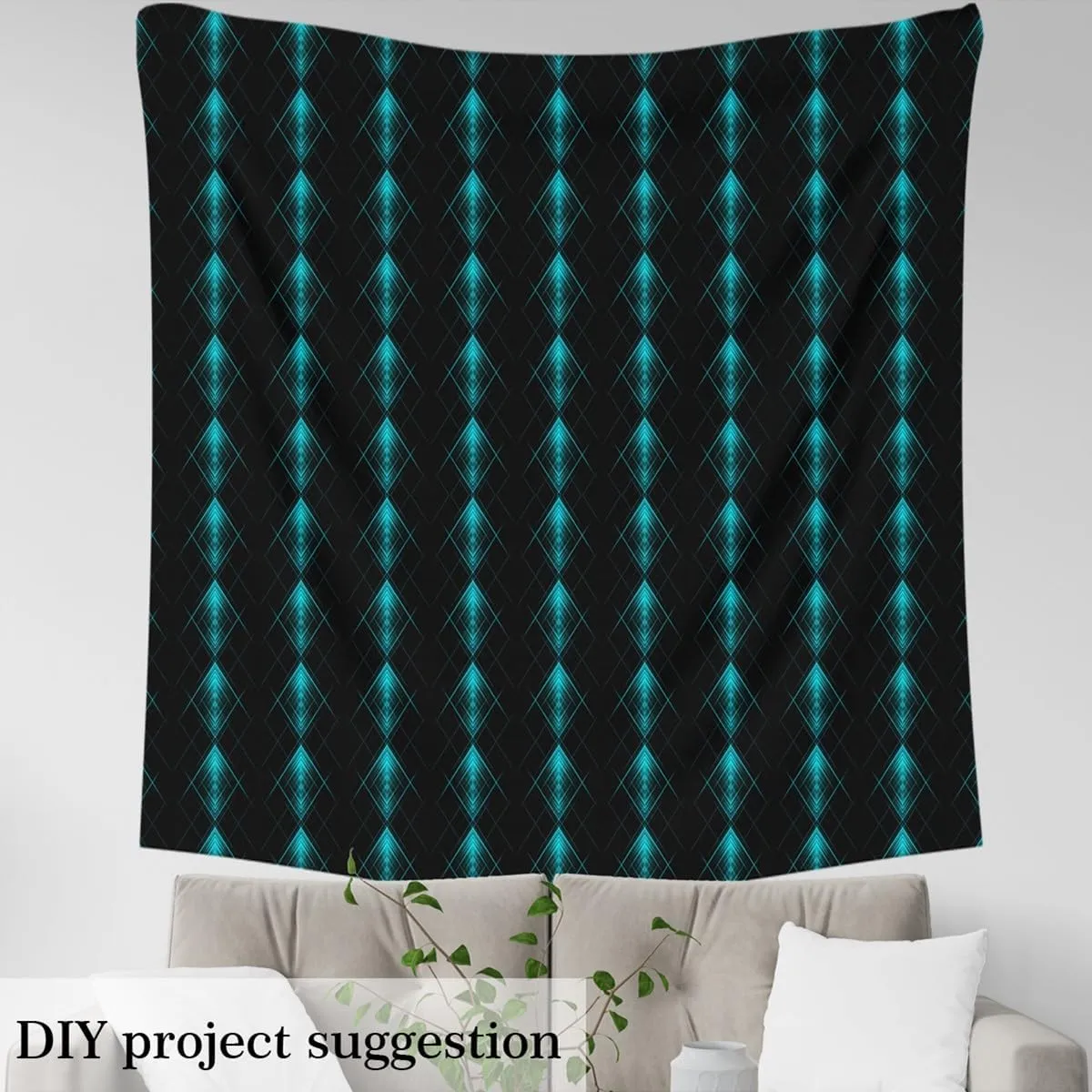 Teal and Black Fabric by The Yard 2 Yards Kids Ombre Decorative Waterproof Outdoor Fabric for Boys Teens Ombre Effects Upholstery Fabric for Chairs Abstract Art Design Outdoor Fabric