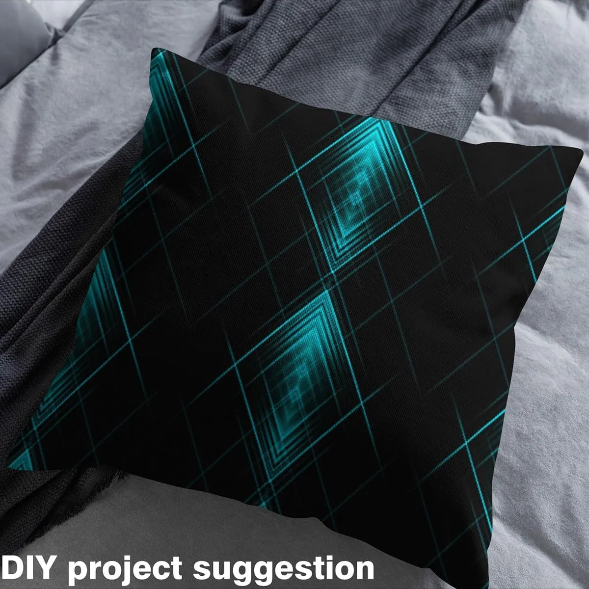 Teal and Black Fabric by The Yard 2 Yards Kids Ombre Decorative Waterproof Outdoor Fabric for Boys Teens Ombre Effects Upholstery Fabric for Chairs Abstract Art Design Outdoor Fabric