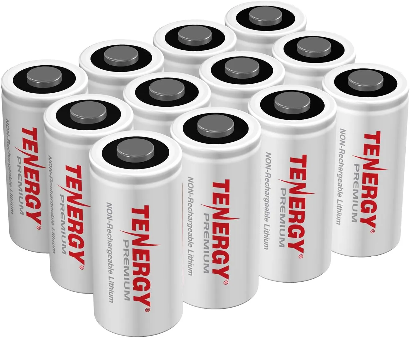 Tenergy Premium 12 Pack NonRechargeable CR123A 3V Lithium Battery, 1600mAh for Arlo Cameras, Photo Lithium Batteries, Security Cameras, Smart Sensors, and More
