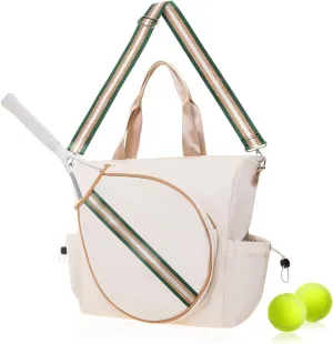 Tennis Bag Tennis Racket Tote for Women & Men Unisex - Sports Racquet Pickleball, Badminton, Squash Case Convertible Shoulder/Crossbody Strap Stylish Design, Large Compartment