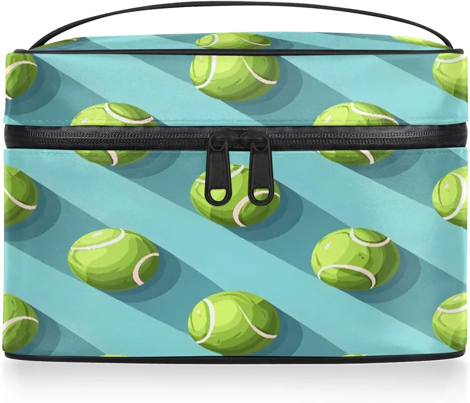 Tennis Balls Sports Travel Toiletry Bag Large Capacity Makeup Case Organizer with Handle Cosmetic Case for Women Girls