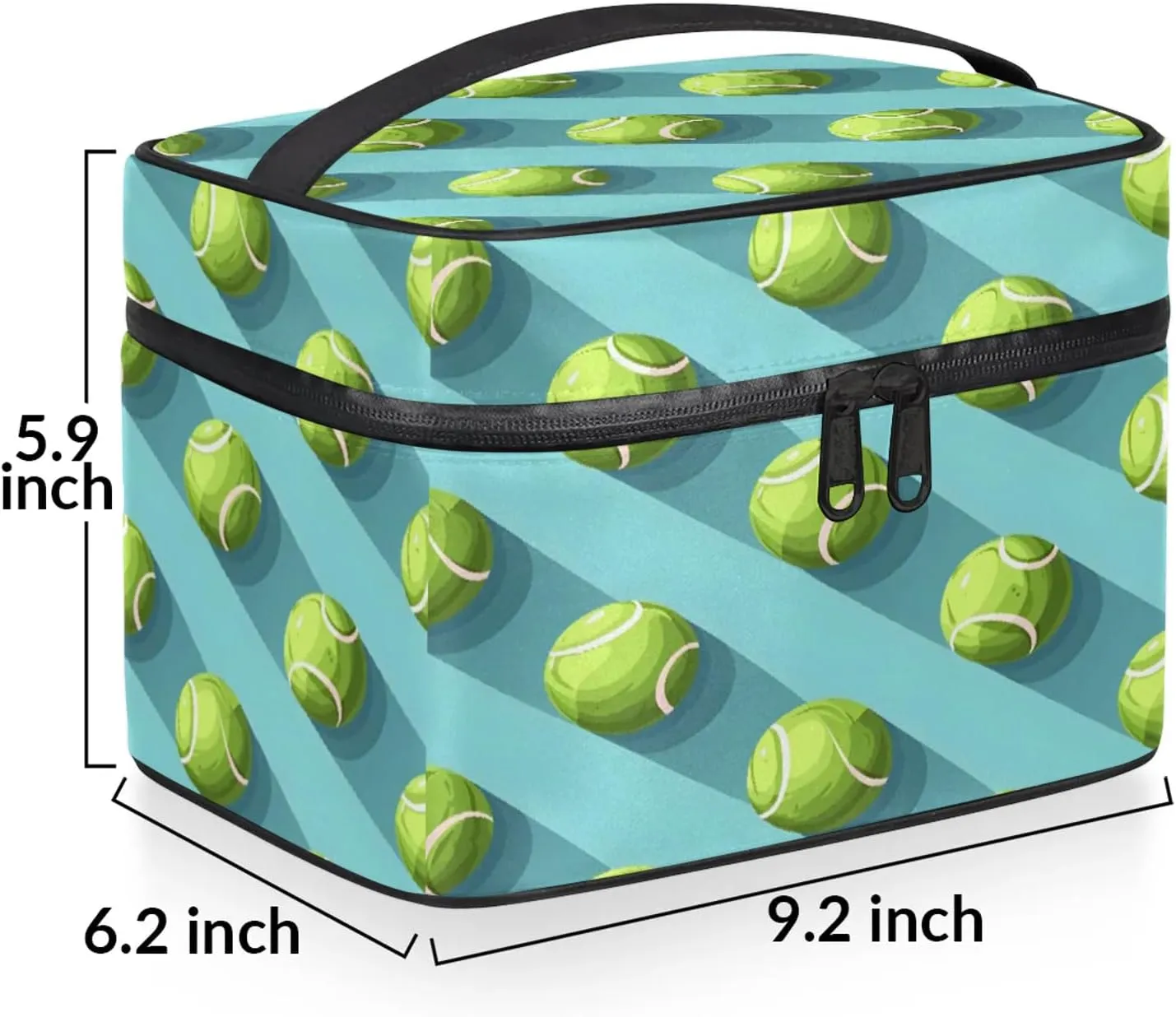 Tennis Balls Sports Travel Toiletry Bag Large Capacity Makeup Case Organizer with Handle Cosmetic Case for Women Girls