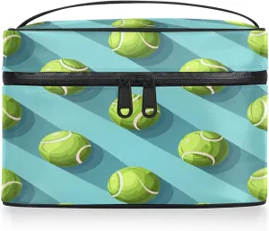 Tennis Balls Sports Travel Toiletry Bag Large Capacity Makeup Case Organizer with Handle Cosmetic Case for Women Girls