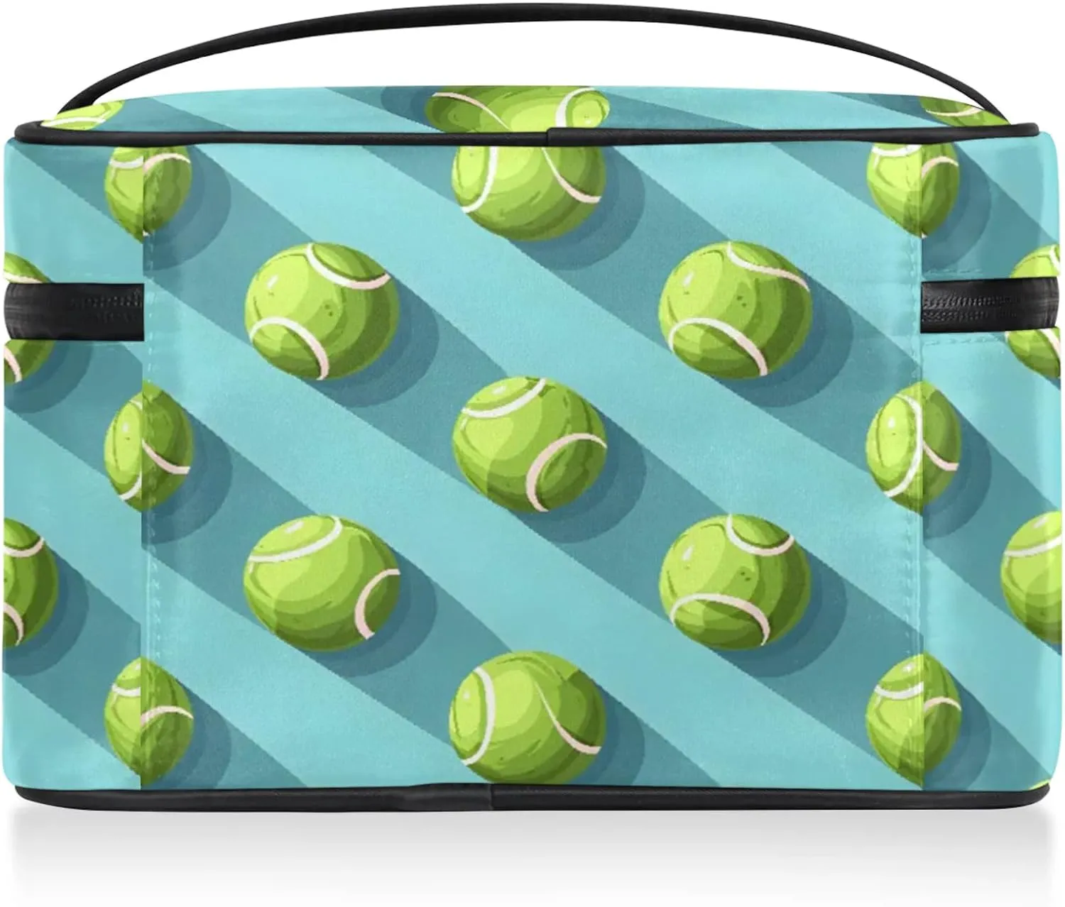 Tennis Balls Sports Travel Toiletry Bag Large Capacity Makeup Case Organizer with Handle Cosmetic Case for Women Girls