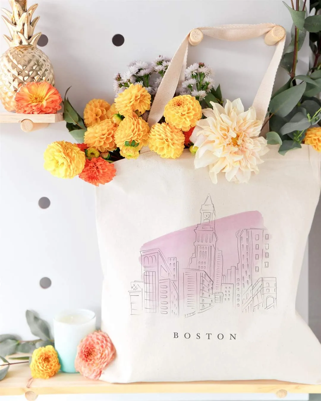 The Cotton & Canvas Co. Cityscape, Souvenir, Beach, Shopping and Travel Reusable Shoulder Tote and Handbag